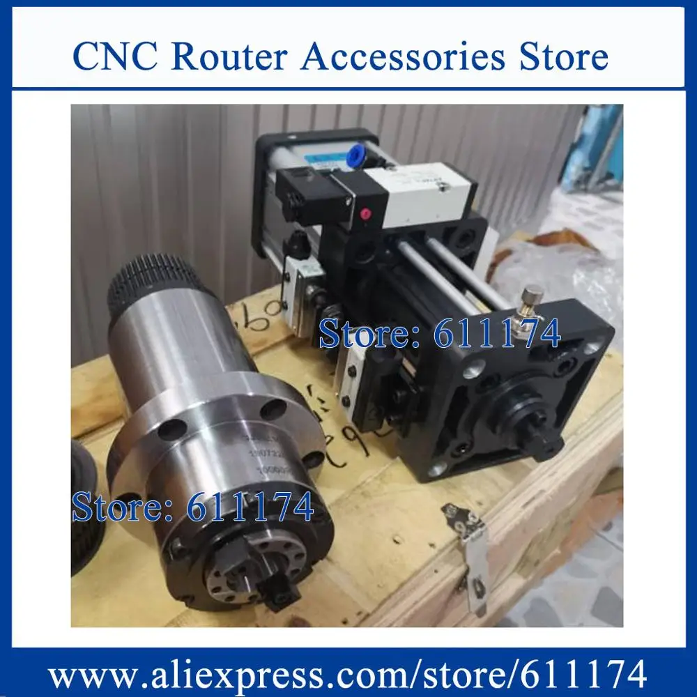 

ATC Belt drive spindle BT40 5000RPM 120mm with center through water + 3.5T Cylider + rotary connector + connector protection