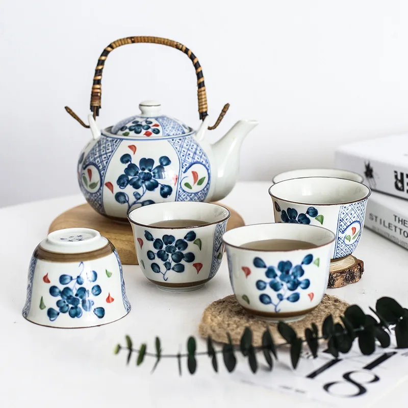 NIMITIME Japanese Style High Temperature Glaze Under One Pot And Five Cup Set Teapot Teacup Household Drinkware