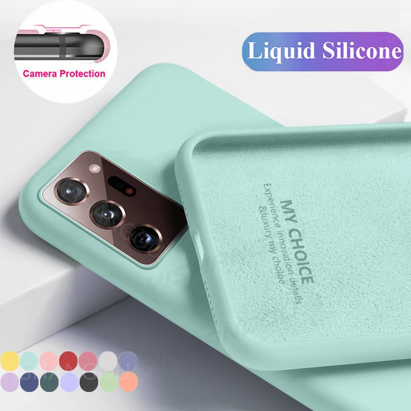Liquidación Funda de silicona líquida para móvil, carcasa Original de Color caramelo para Samsung S20 FE 5G S20 A51 A71 A21S A31, S21 Plus A52 A72 A12 A42 5G 73oAWwBwx