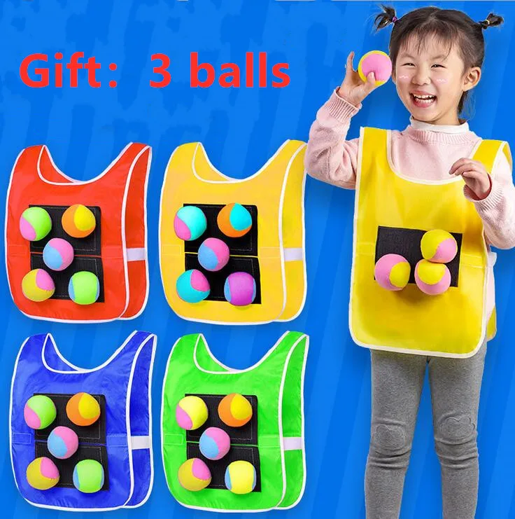 Chaleco adhesivo con accesorios de juego para deportes al aire libre para niños, chaleco de juego con pelota adhesiva, juguetes para lanzar