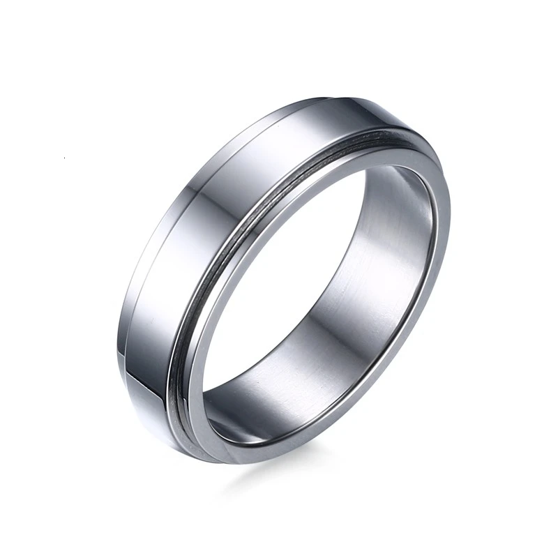 Персонализированные основные Spinner кольцо мужские свадебные бренды нержавеющая сталь вращающийся 6 мм 8 мм Мужской Анель Стильный Панк Alliance - Цвет основного камня: 6mm silver