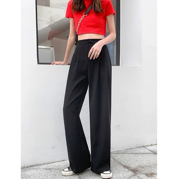 

Wide-leg trousers 2020 Spring and Autumn Trousers for women new high-waist straight-leg casual floor-length suit trousers