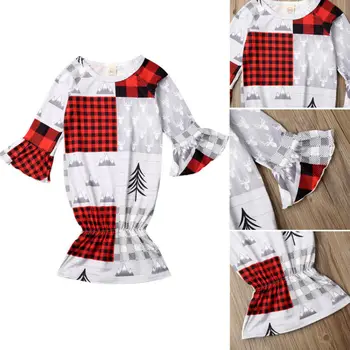 

CANIS Autumn Xmas Kids Baby Boy Girl Long Sleeve Ruffles Plaid Swaddle Wrap Swaddling Sleeping Bag Blanket