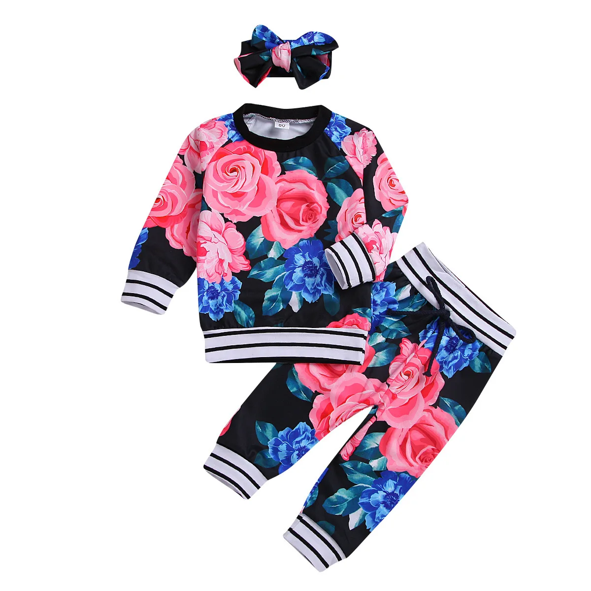 

A Generation of Fat Foreign Trade Autumn And Winter Childrenswear GIRL'S Suit Zip-up Jacket Printed Trousers Hair Band Set