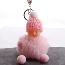 Плюшевая кукла-брелок для ключей Милая мультяшная кукла пушистый шар брелок Подвеска женская сумка модные аксессуары