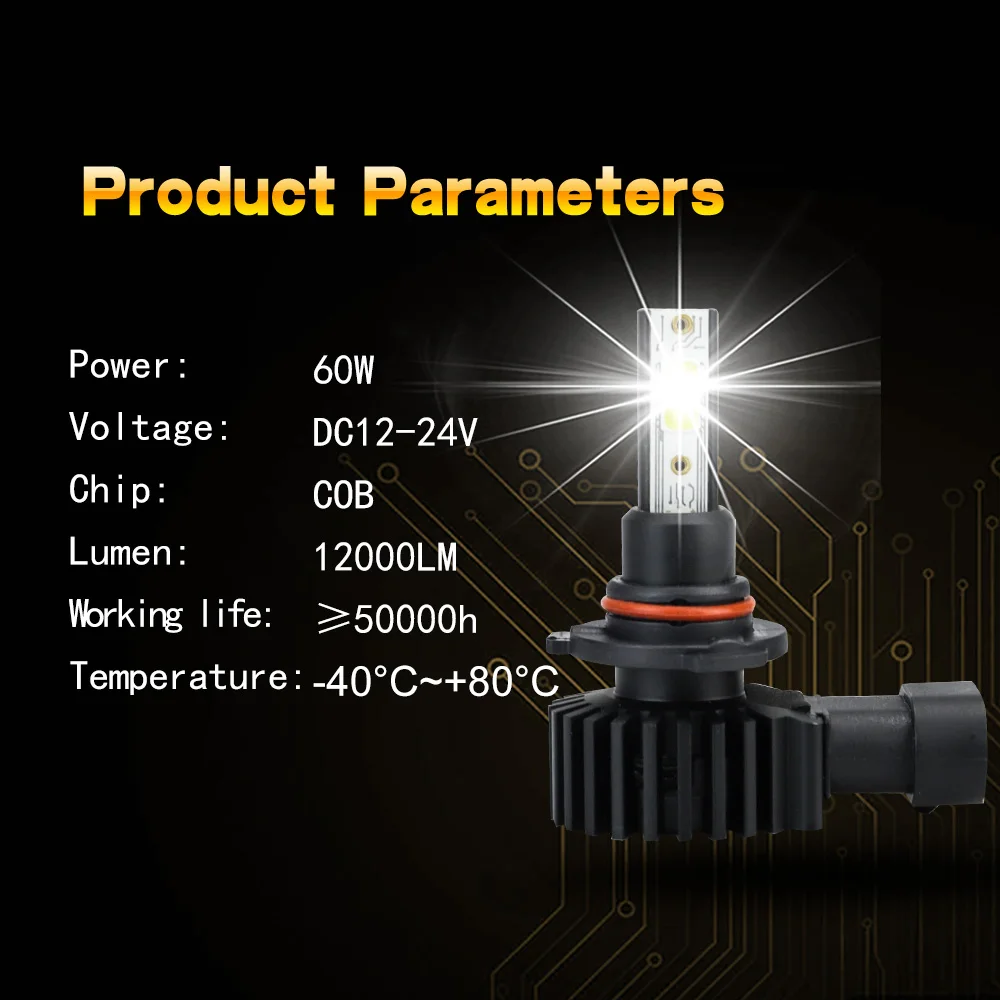 DXZ 2 шт. светодиодный автомобильный головной светильник s 9005/HB3 9006/HB4 светодиодные лампы для фар 60 Вт 12000LM 6000 К белый светильник 12 В 24 В светодиодный светильник s для авто
