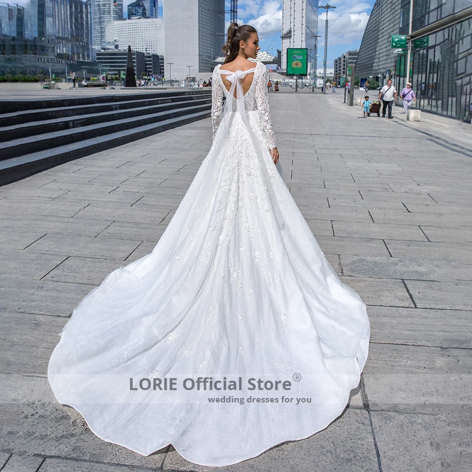 Роскошные свадебные платья LORIE 2020 с длинным рукавом женское кружевное платье из