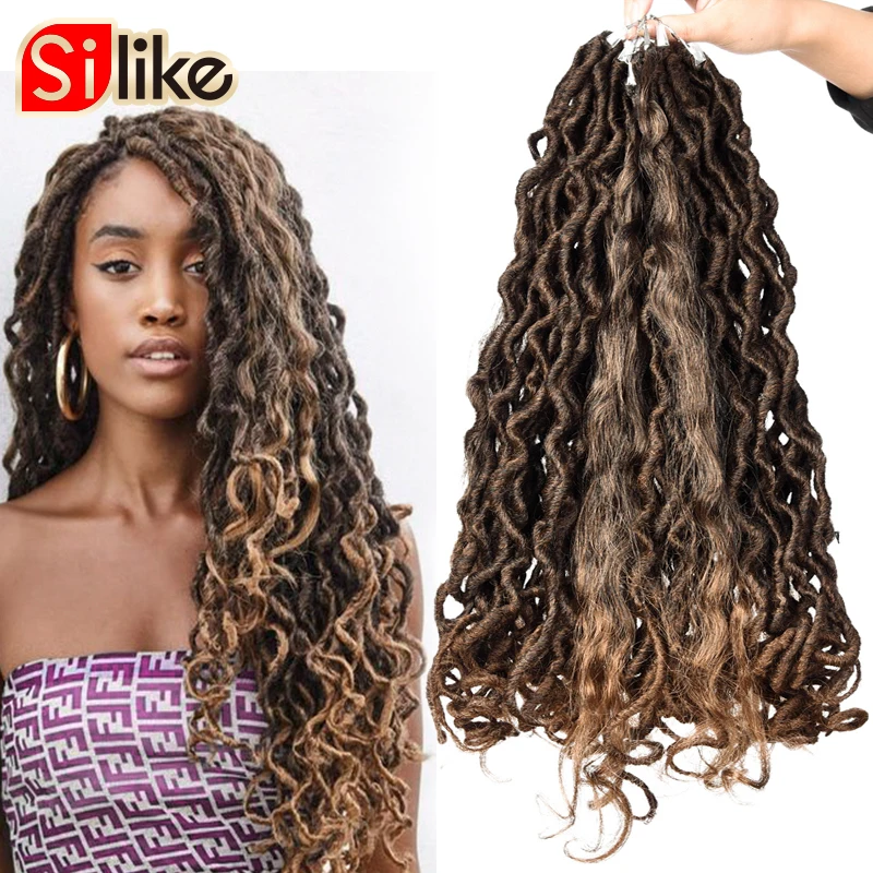 

Silike Goddess Locs Crochet Hair 16 inch Synthetic Faux Locs 12 roots/pack Ombre Crochet Braiding Hair Extension For Women