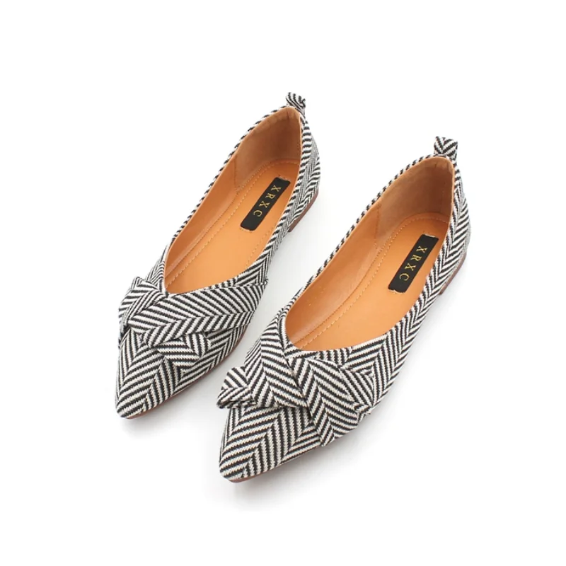 Women Flats Pointed Toe Bowknot Black Red Extra Big Size 43 44 45 46 Plus Small Size 31 32 33 Lady Flat Heel Shoes Casual Shoes 5