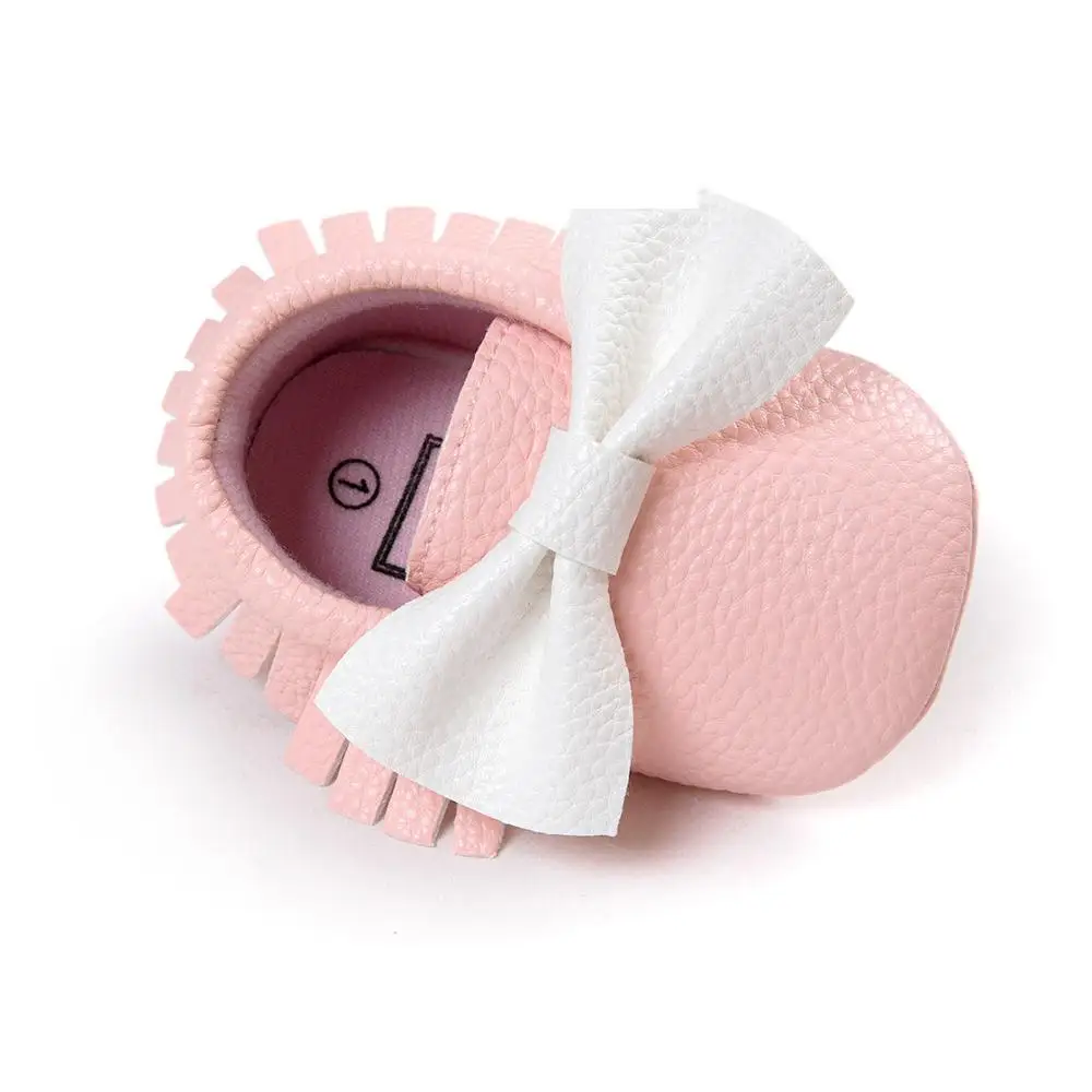 PinkWhite Новинка; детская обувь; популярная обувь из искусственной замши; обувь для малышей; мокасины для новорожденных мальчиков и девочек; мягкая нескользящая обувь с бахромой; обувь для малышей - Цвет: PinkWhite