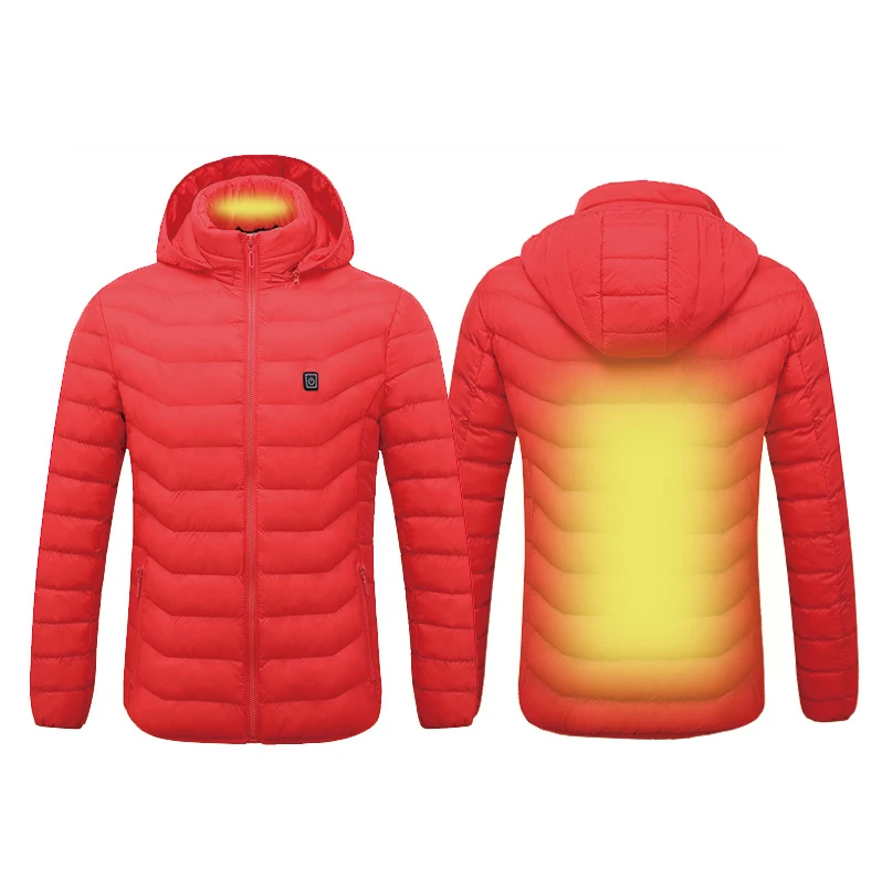 

2019 New Cycling Jacket Men Autumn Winter USB Infrared Heating Jacket Adjustable Temperature Jacket Thermal Riding Hooded Jacket