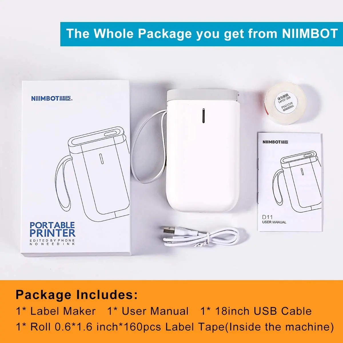 Niimbot D11 Wireless Label Printer Portable Pocket Label Printer Portable Bluetooth Thermal Label Printer Home Office Printer