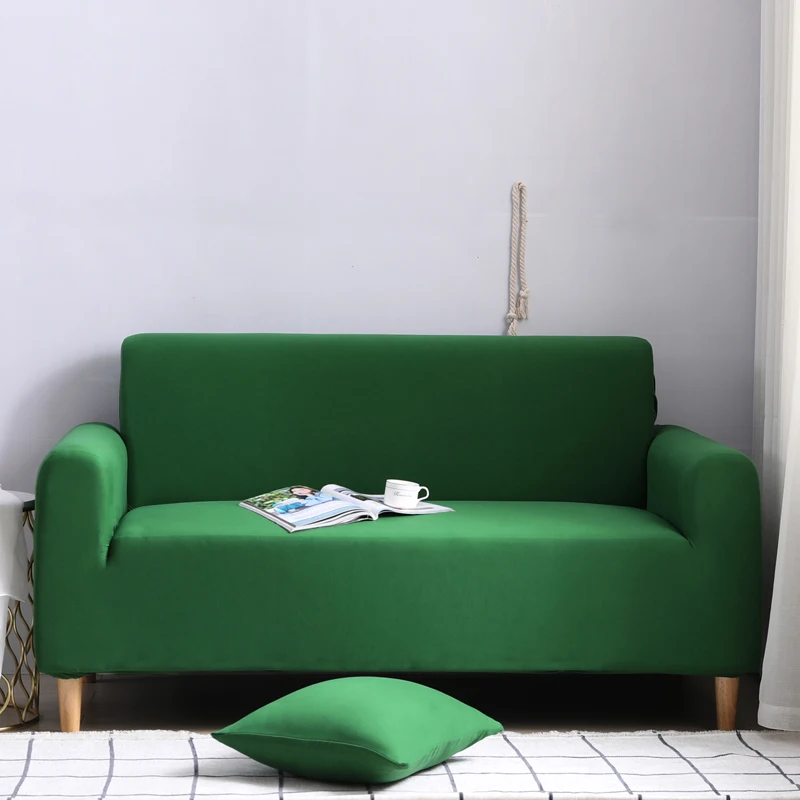 Dark Green Polyester Sofa Cover Stretch Elastic Sofa Cushion for Living