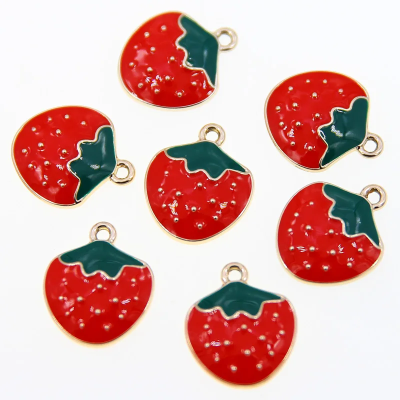 

50pcs 20*18mm Strawberry Charms for Jewelry Making Fruit Charms Earrings Necklace Bracelets Pendants Handmade Crafts Accessory