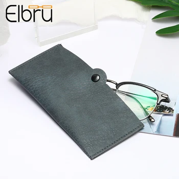 

Elbru Portable Glasses Cases Women&Men Soft PU Waterproof Portable Button Eyeglasses Bag For Reading Glasses Sunglasses
