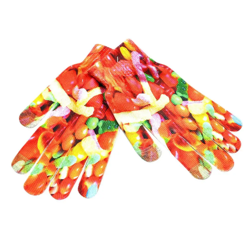 fruit Studyset зимние теплые вязаные перчатки сенсорный экран полный палец 3D печать узор мягкие Холодостойкие перчатки сохраняет тепло - Цвет: fruit