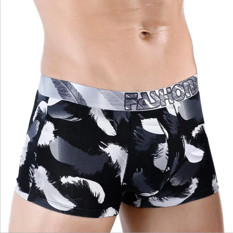 Мужские трусы боксеры с принтом граффити широкими ремнями из чесаного хлопка