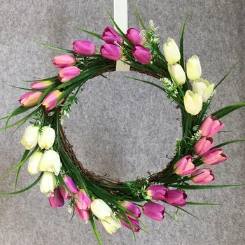 

Artificial Pink Tulips Flowers Wreath door Faux Tulip Stems for Easter Spring Wreath Floral Arrangement Wedding Bouquets new