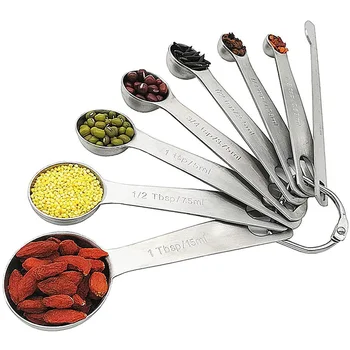 

8 Piece Measuring Spoons Set, 7 Measuring Spoons for Dry and Liquid Ingredients + 1 Measuring Ruler for Baking Use