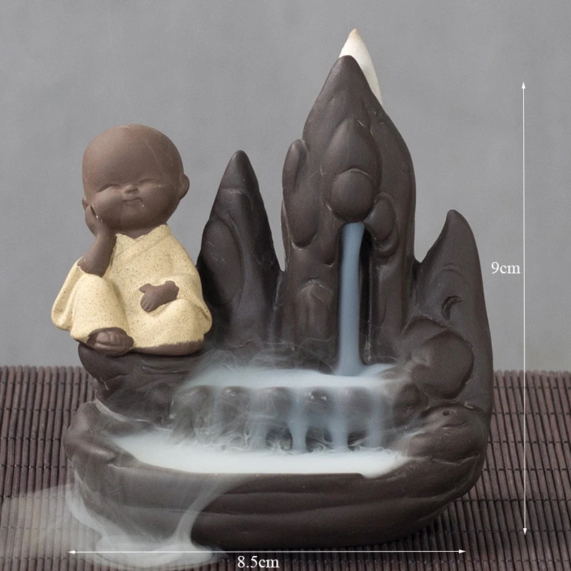 Керамический маленький монах курильница для благовоний горелка креативная подставка для ароматических палочек домашний декор Маленький Будда ладан водопад курильница