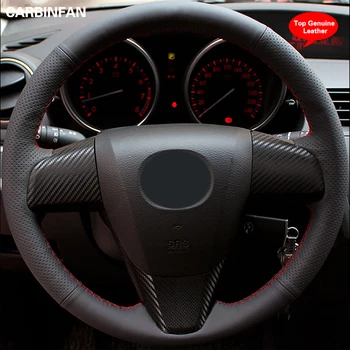

Black Top Layer Leather Hand-stitched Car Steering Wheel Cover For Mazda 3 Axela 2008-2013 Mazda CX-7 CX7 2010-2016 Mazda 5 2011