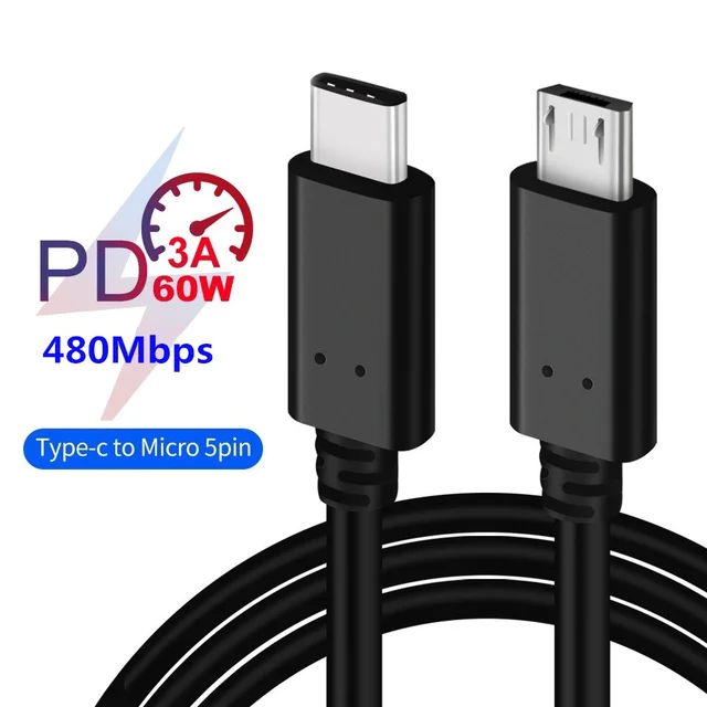 DteeDck USB C to Micro USB Cable Micro Type C Charging Cable USB-C USBC to  Micro USB Data Transmission Cord for Laptop Phone