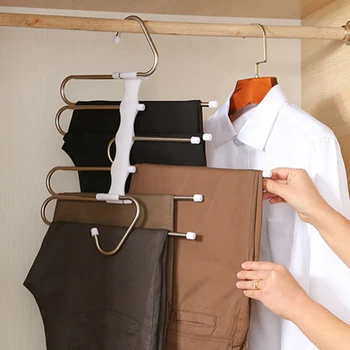 

5 Layers Clothes Hangers Pant Storage Cloth Rack Trousers Hanging Shelf Non-slip Clothing Organizer Storage Rack