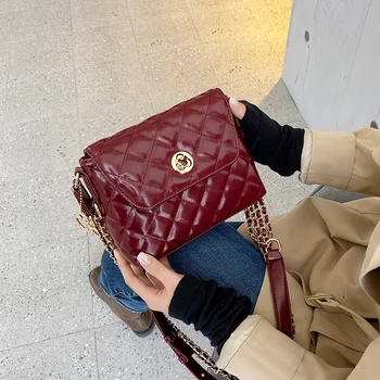 

Small Bags For Women High Quality Pu Leather Ladies Classic Lattice Chains Bag Mickey Shoulder Messenger Bag Purses And Handbags