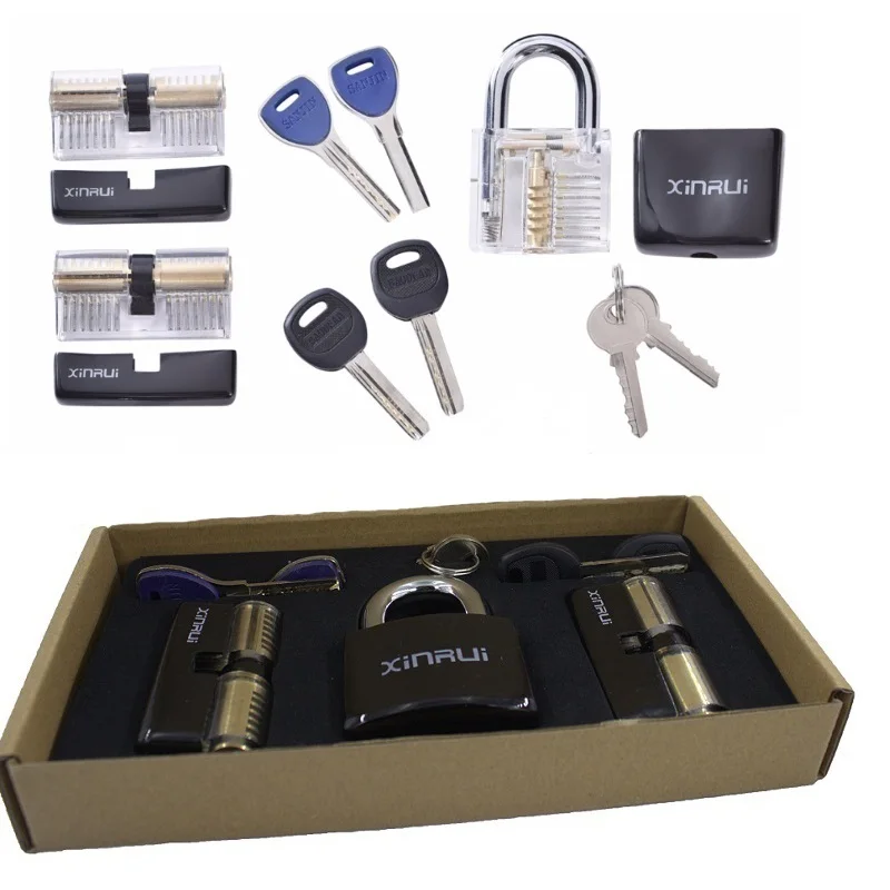 3 Lock 3-Тип Съемная отмычка набор, вид в разрезе булавка навесной замок с черной крышкой, Отмыкание тренировочный комплект для слесаря или Advancer, слесарный инструмент - Цвет: 3 Lock