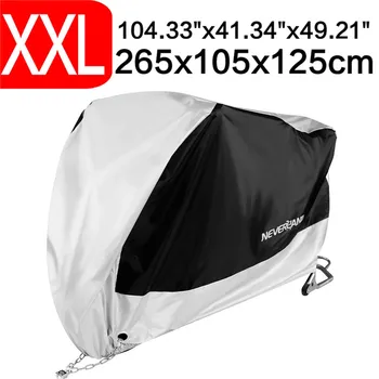 

XXL 265x105x125cm Black Silver 190T Waterproof Rain Dust UV Outdoor Indoor Motorcycle Cover Coat For DDD