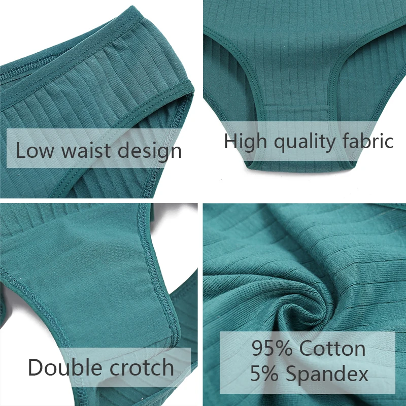Women Panties Women Underwear Female Underwear FINETOO Women's Cotton Panties 3Pcs Soft Striped Women Underpants Solid Girls Briefs Sexy Female Lingerie M-XL Comfort Underwear