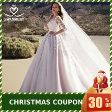 Swanskirt Милая Аппликация Свадебное платье 3D цветок бальное платье со шлейфом принцесса свадебное платье Vestido De Noiva K192