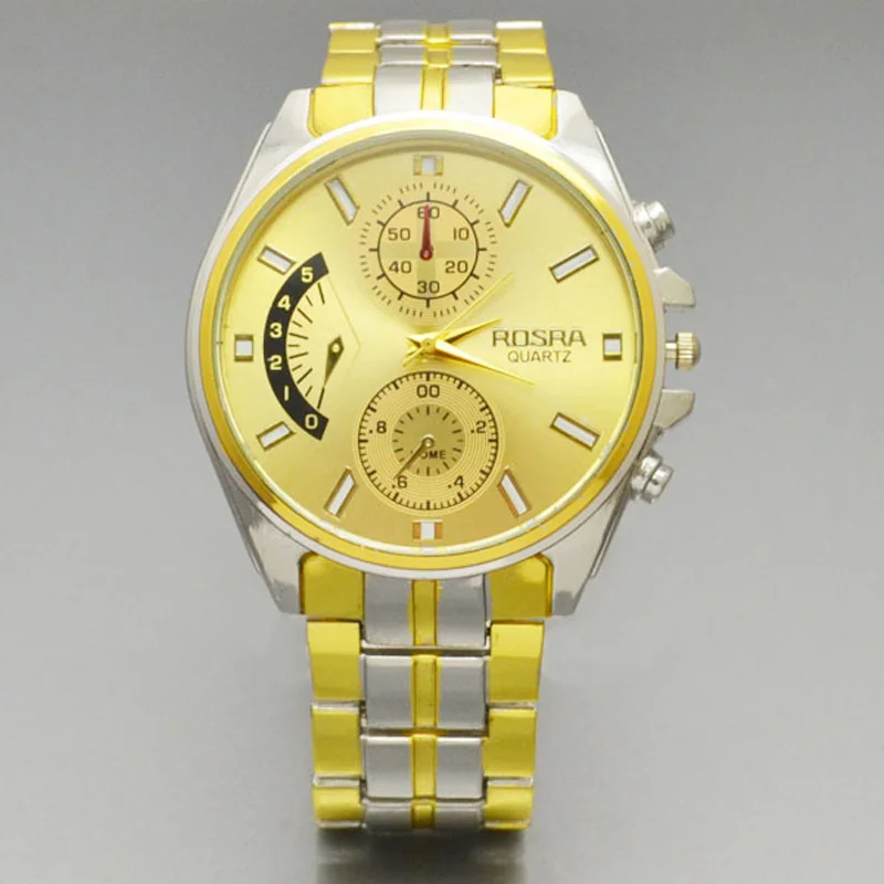 

Men Gifts Rosra Men Watches Stainless Steel Analog Quartz Watch Luxury Fashion Men Dress Watches Bling Watch Men Rolexable Watch