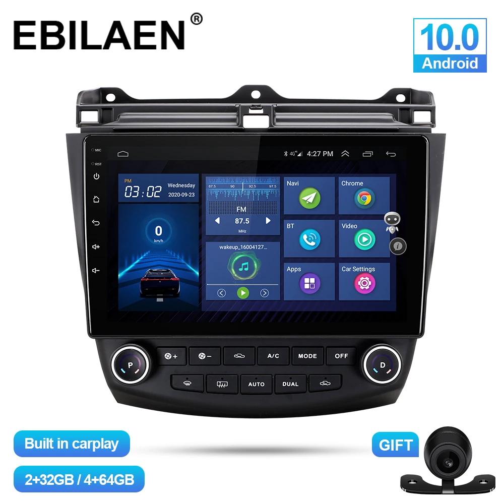 

EBILAEN Car Multimedia player For Honda Accord 7 2003-2007 Android 10.0 Autoradio GPS Navigation Radio Camera IPS Screen 4G RDS