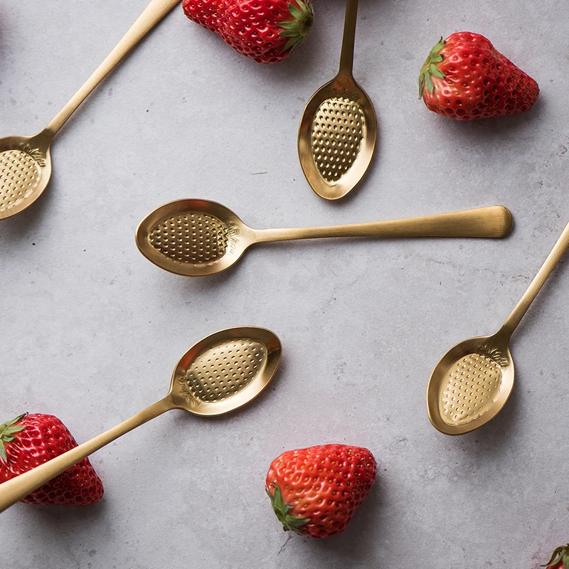 5pcs/lot Creative Stainless Steel Butter Knife Pulp Spoon Dessert Spoon Ice Cream Spoon Strawberry Spoon Creative Packing