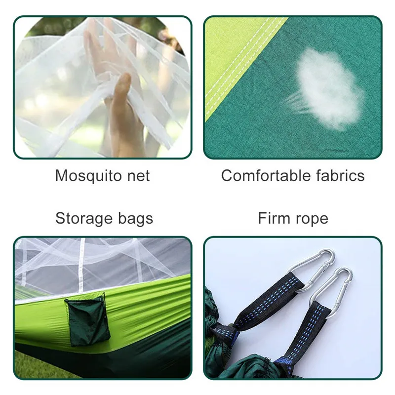 Camping Hammock with Mosquito/Bug Net, Portable Parachute Nylon Hammock, Hammock Swing for Camping, Backpacking, Travel, Hiking