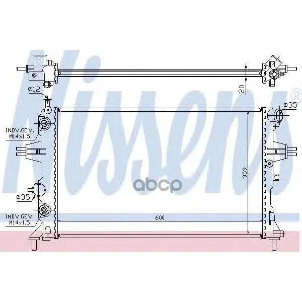 Радиатор Opel Astra G 1.4-2.2 A/T 98-06 Nissens 632461 Nissens арт. 632461