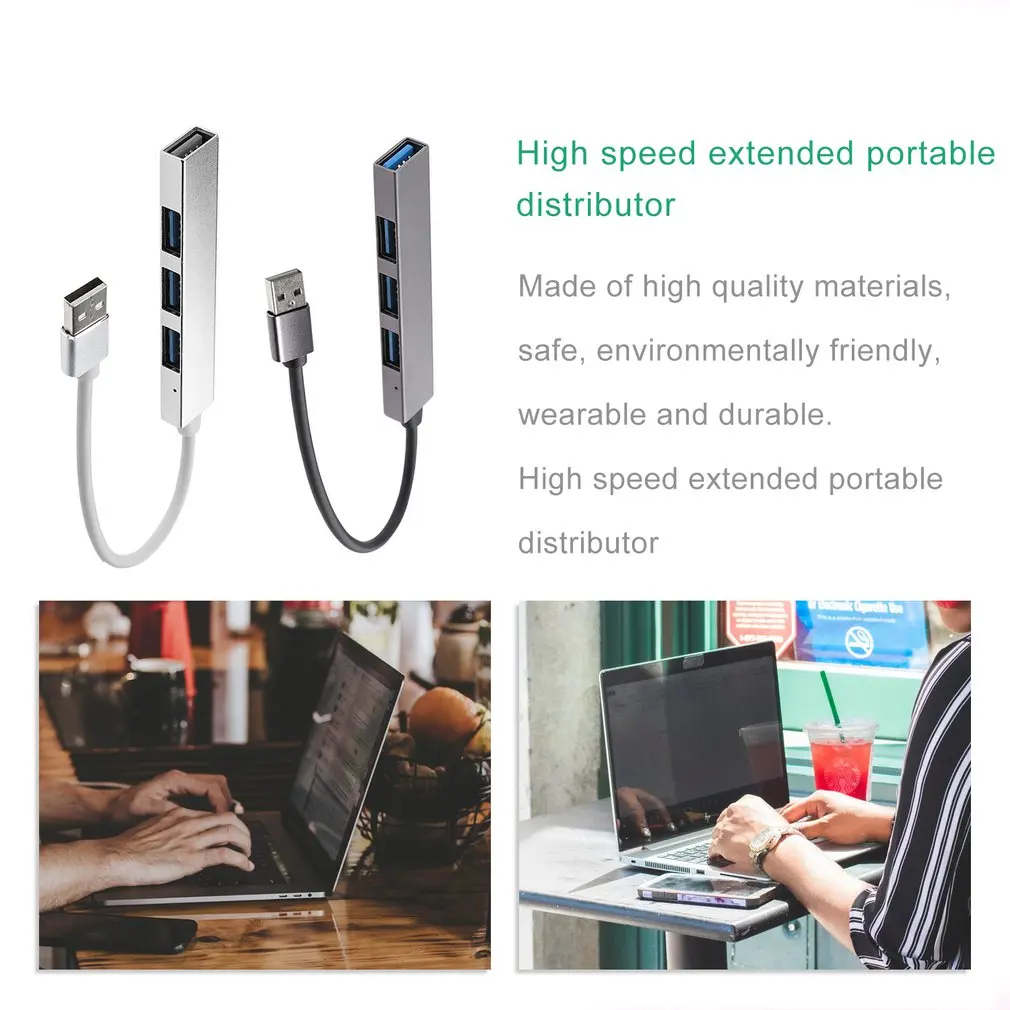Мульти USB 3,0 концентратор 4 порта Высокоскоростной тонкий компактный расширительный портативный разветвитель для Mac ноутбука ПК мини usb-хаб
