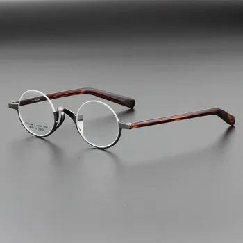 

Semi-rim John Lennon Titanium Round Men Glasses Hand-made Super Light Small Frame Retro Eyeglasses Women High Myopia Oculos