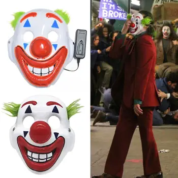 

Men Women Cosplay Movie LED Light Up Clown PVC Funny Joker Mask Party Costume