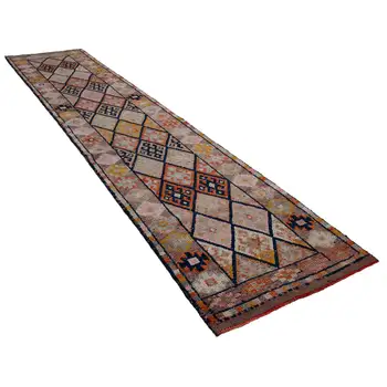 

93x441 Cm Beige Handmade Boho Runner Rugs-3x14 Ft
