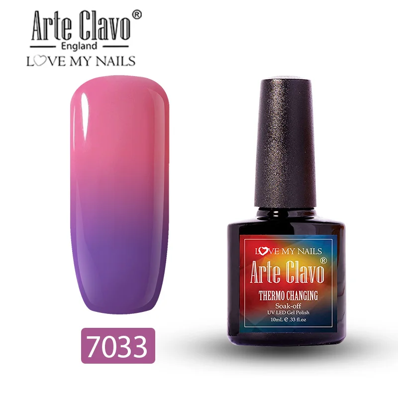 Arte Clavo, 10 мл, Гель-лак для ногтей, меняющий цветовую температуру, блестящее украшение, макияж, маникюрный Топ, набор, сделай сам, дизайн ногтей, салон - Цвет: 7033