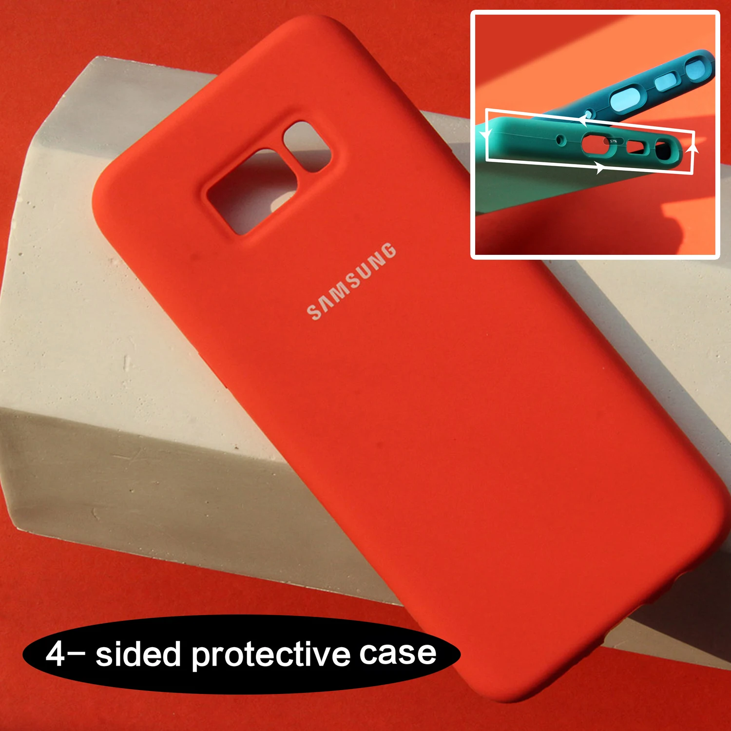 samsung Galaxy S8/S8 Plus жидкий силиконовый чехол шелковистый мягкий на ощупь защитный чехол для samsung s8 - Цвет: Orange
