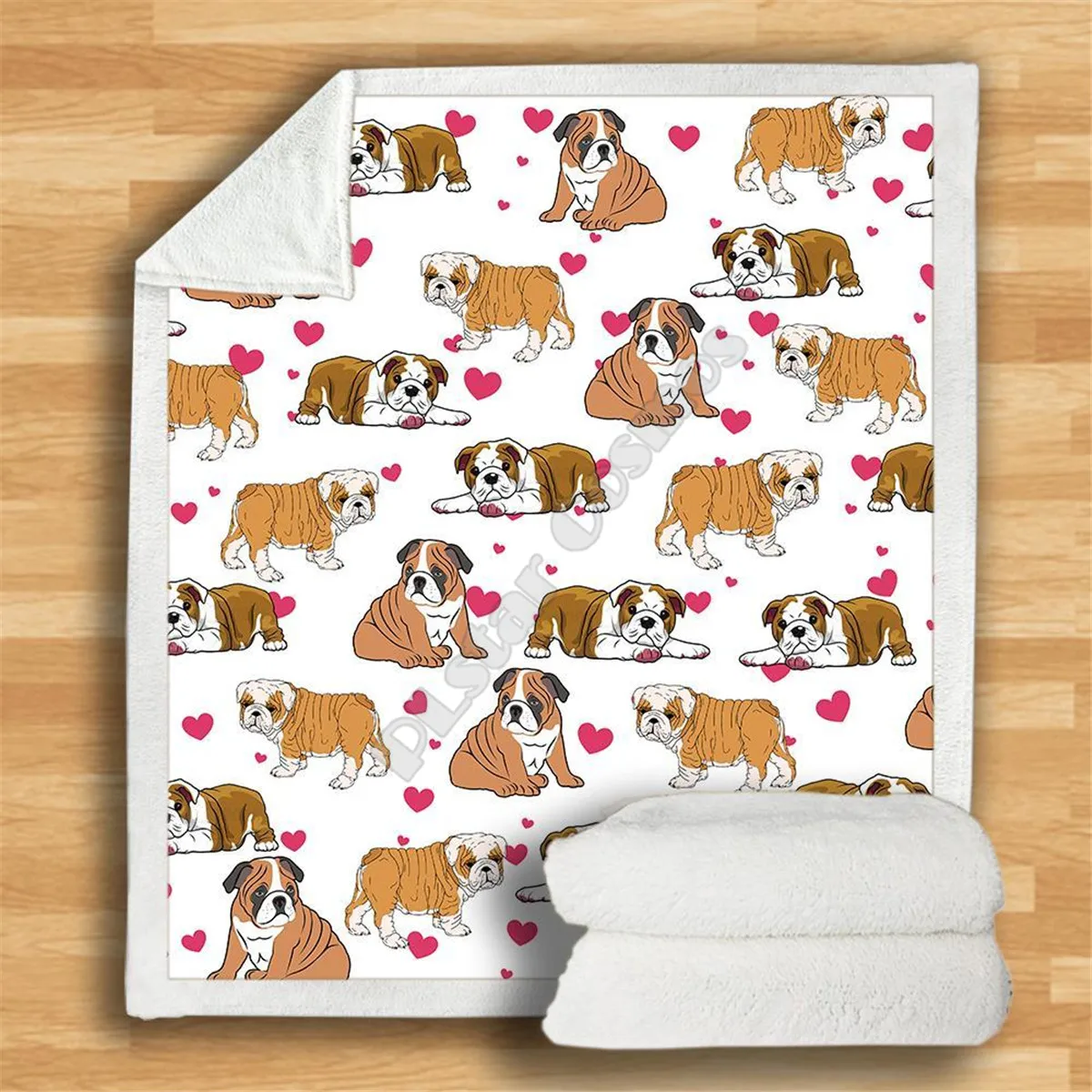 

Love Cute Bulldog Cozy Premium Fleece Blanket 3D printed Sherpa Blanket on Bed Home Textiles