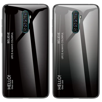 

30pcs/lot Soft Side Glass Back Case For Realme X2 Pro Gradual Change Glass Hard Cover For OPPO Reno ACE