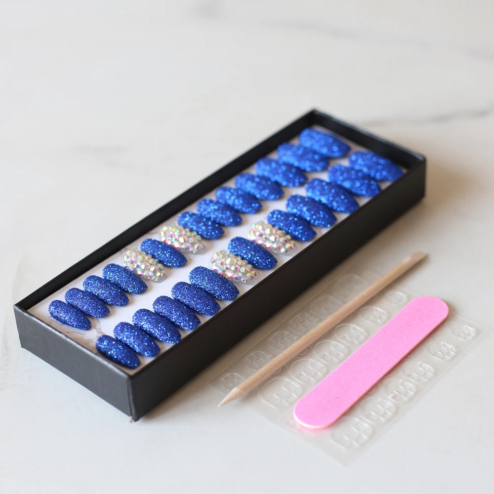 Brilho em pó Diamante de Cristal Unhas de Casamento Branco Stiletto Unhas Falsas Completo Rosa Vermelho Prata Ouro 26 Peças 6 diamante de cristal completo unhas falsas rosa