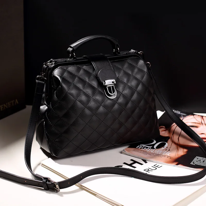 Европейская и сумка в американском стиле Женская Новинка Модные Сумки из искусственной кожи с вышивкой дикая трендовая сумка-мессенджер сумка через плечо - Цвет: black
