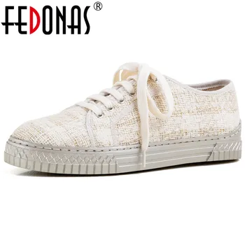 

FEDONAS Women Fiats Casual Shoes Basic Shoes Spring Summerlace Up Fur New Arrival Fashion Soft Leather Sheepskin Classic Design