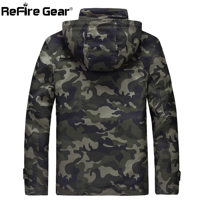 ReFire gear Осенняя теплая камуфляжная куртка с капюшоном мужская зимняя Ветровка Военная тактическая куртка камуфляжные повседневные штаны с карманами пальто