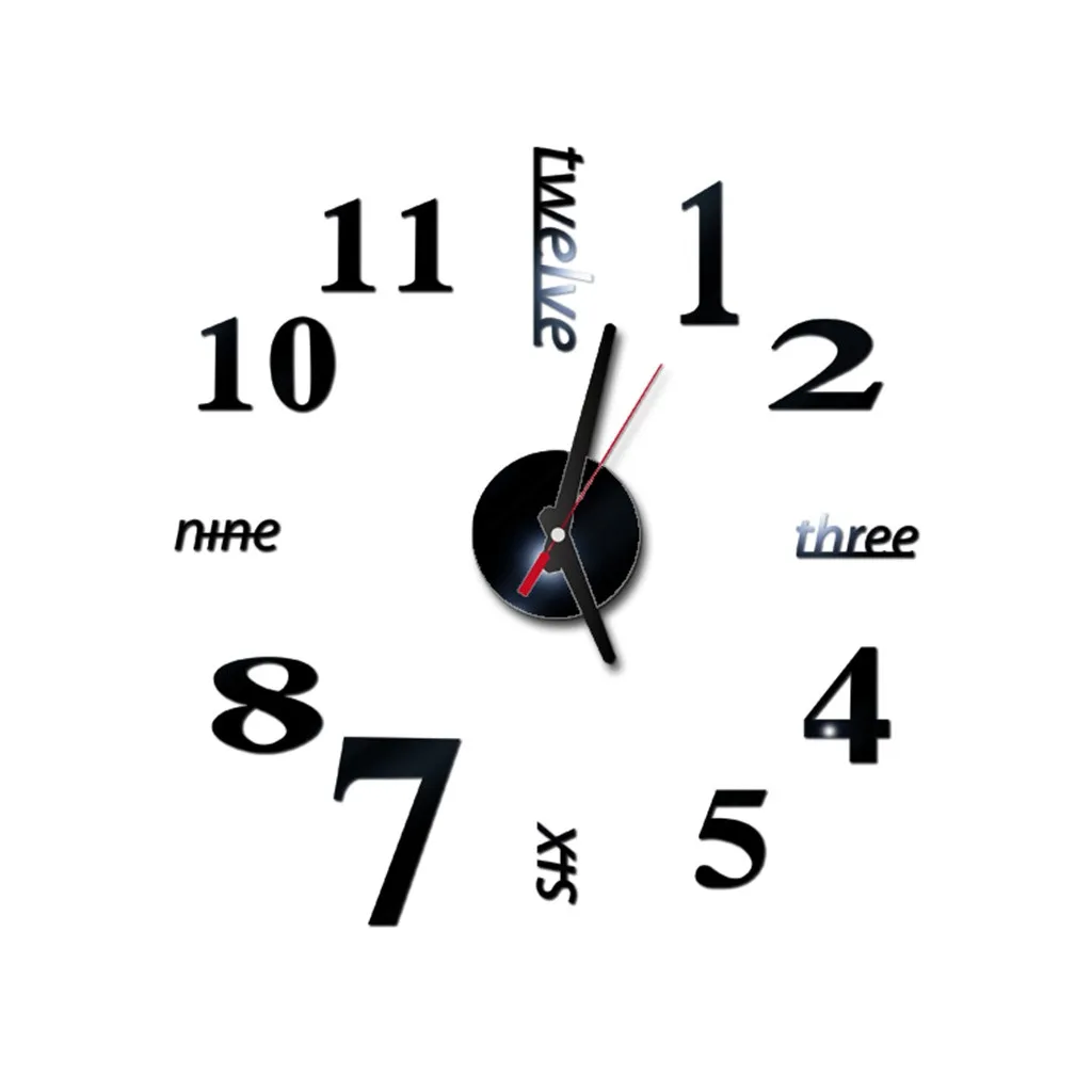 new Acrylic Mirror wall clock quartz watch reloj de pared modern design large decorative clocks Europe acrylic stickers 18